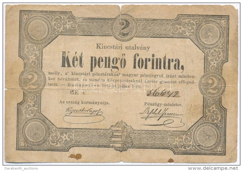 1849. 2Ft 'Kossuth Bank&oacute;' T:III- 
Adamo G108 - Non Classificati