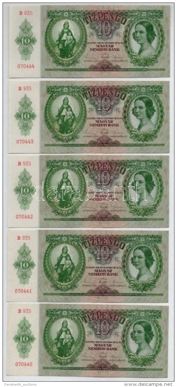 1936. 10P (5x) Sorsz&aacute;mk&ouml;vetÅ‘k, Nyomdai Pap&iacute;rr&aacute;nccal T:I- Enyhe Hajl&aacute;s Mindegyik... - Non Classificati