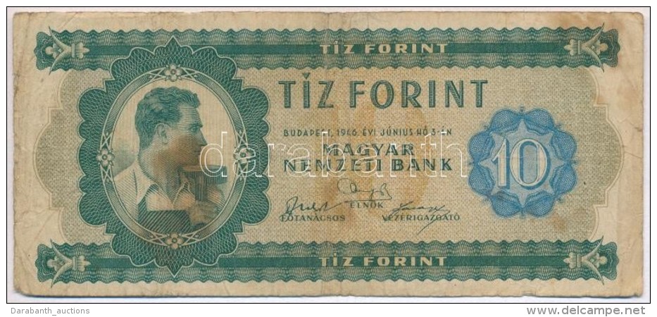 1946. 10Ft T:III- Fo.  
Hungary 1946. 10 Forint C:VG Spotted 
Adamo F1 - Non Classificati