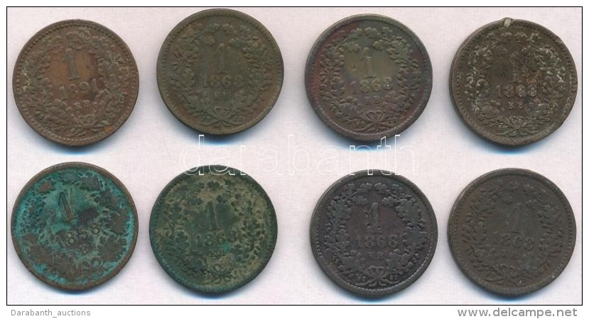 1858B 1kr Cu + 1868KB 1kr Cu (6x) + 1891KB 1kr Cu T:2-,3 Patina, Ph. - Non Classificati