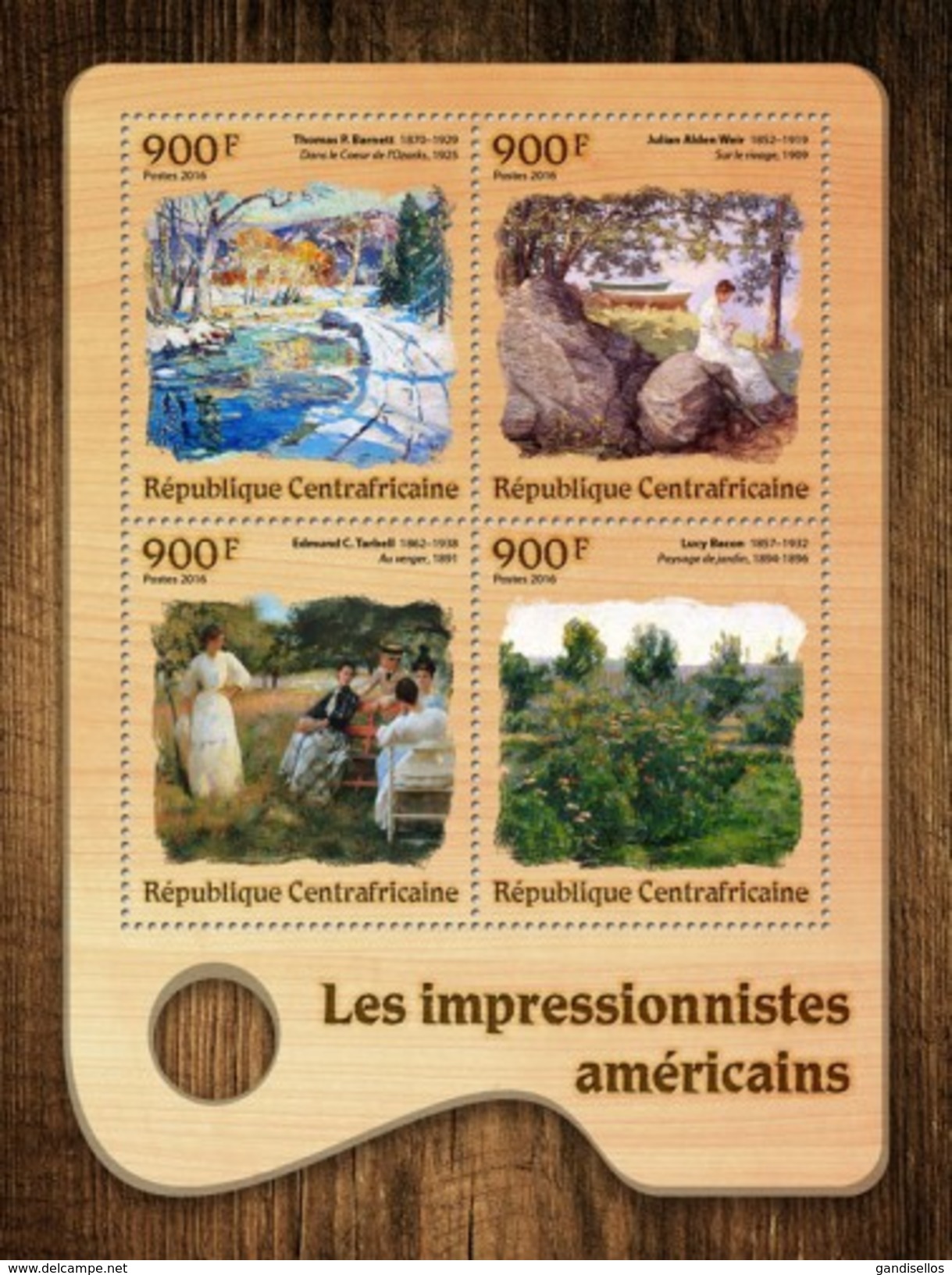 CENTRAFRICAINE 2016 SHEET AMERICAN IMPRESSIONISTS ART PAINTINGS Ca16701a - Centrafricaine (République)