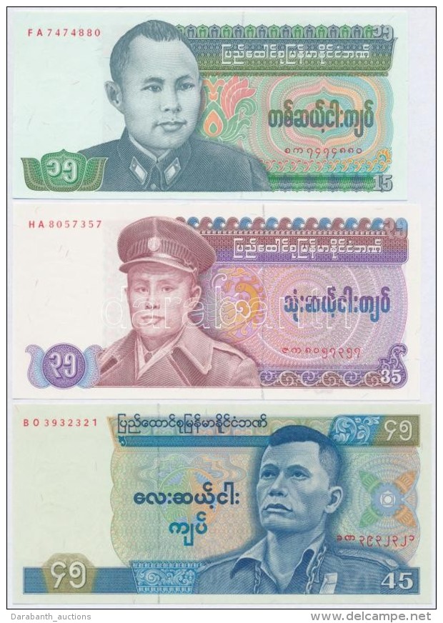 Burma 1986. 15K + 36K + 1987. 45K T:I
Burma 1986. 15 Kyats + 36 Kyats + 1987. 45 Kyats  C:UNC
Krause 62, 63, 64 - Non Classificati