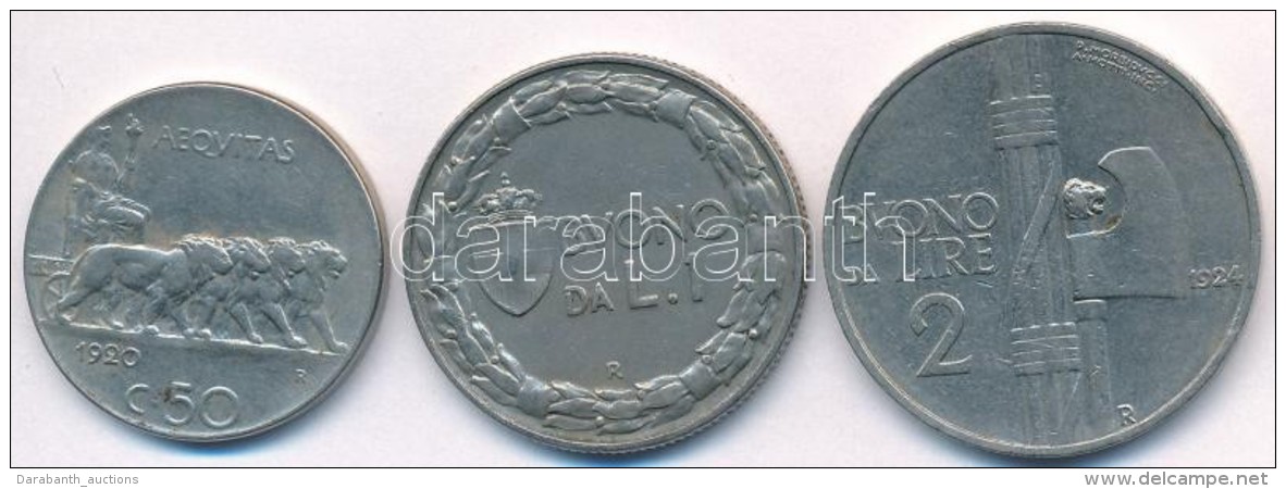 Olaszorsz&aacute;g 1920R 50 C Ni + 1923R 1L Ni + 1924R 2L Ni T:2 Ph.
Italy 1920R 50 Centesimi Ni + 1923R 1 Lira Ni... - Non Classificati