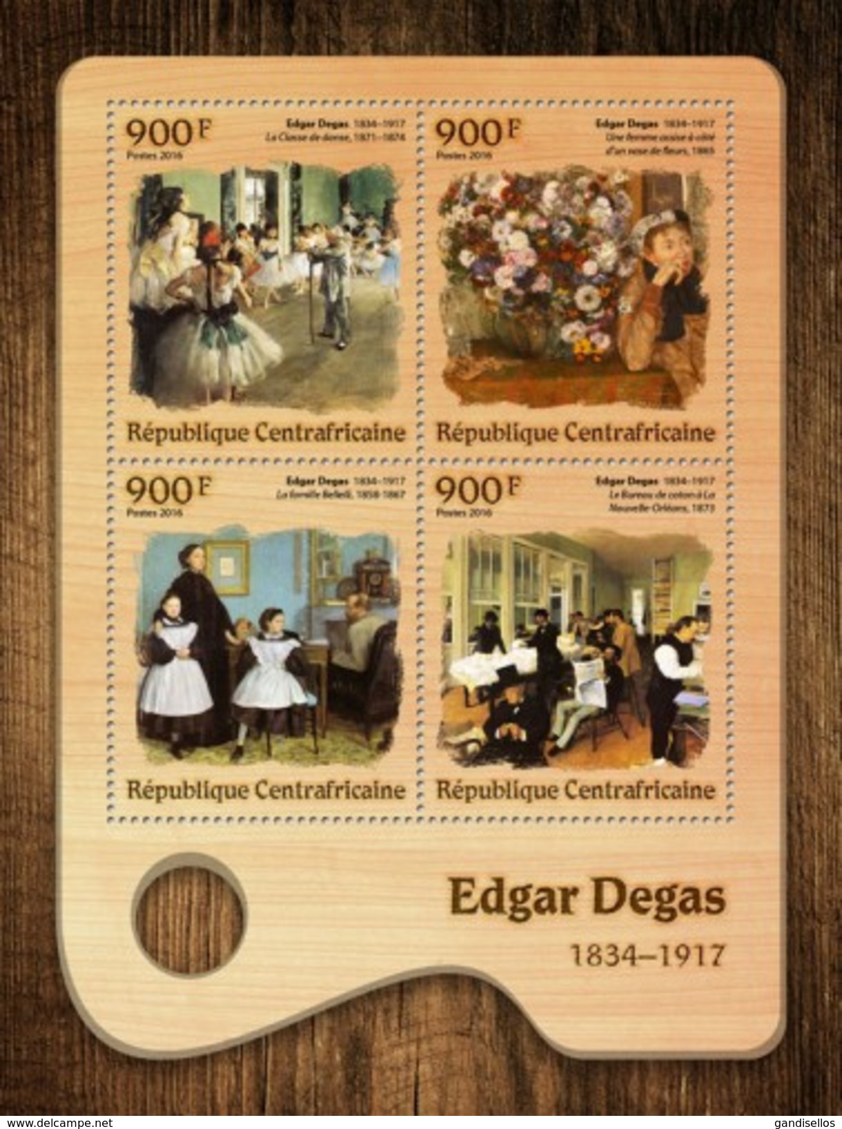 CENTRAFRICAINE 2016 SHEET EDGAR DEGAS ART PAINTINGS Ca16703a - Centrafricaine (République)