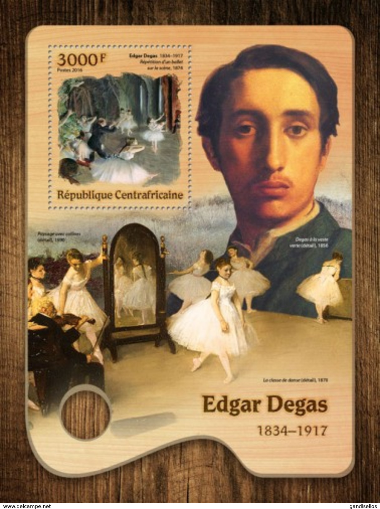 CENTRAFRICAINE 2016 SHEET EDGAR DEGAS ART PAINTINGS Ca16703b - Centrafricaine (République)