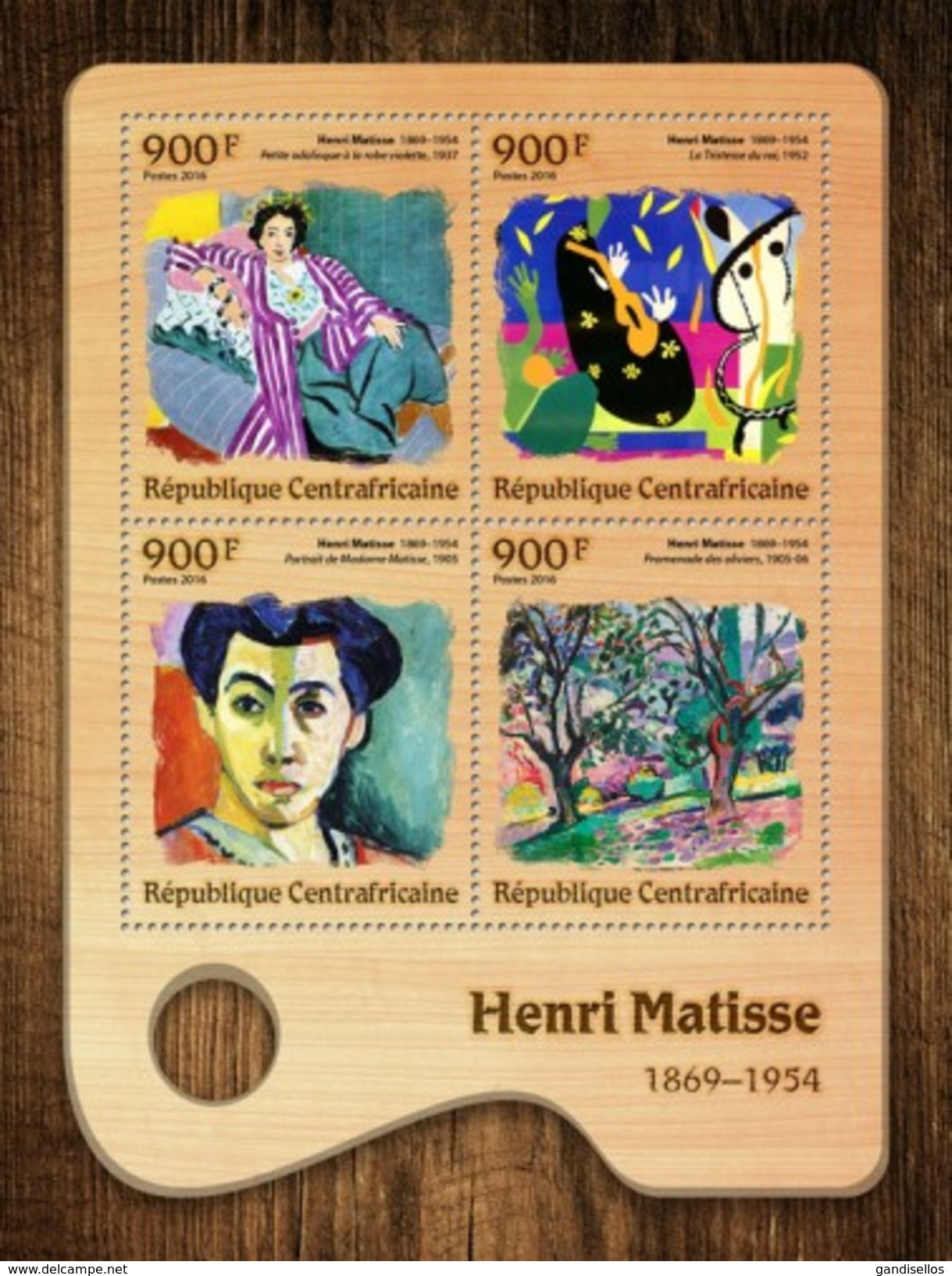 CENTRAFRICAINE 2016 SHEET HENRI MATISSE ART PAINTINGS Ca16705a - Centrafricaine (République)