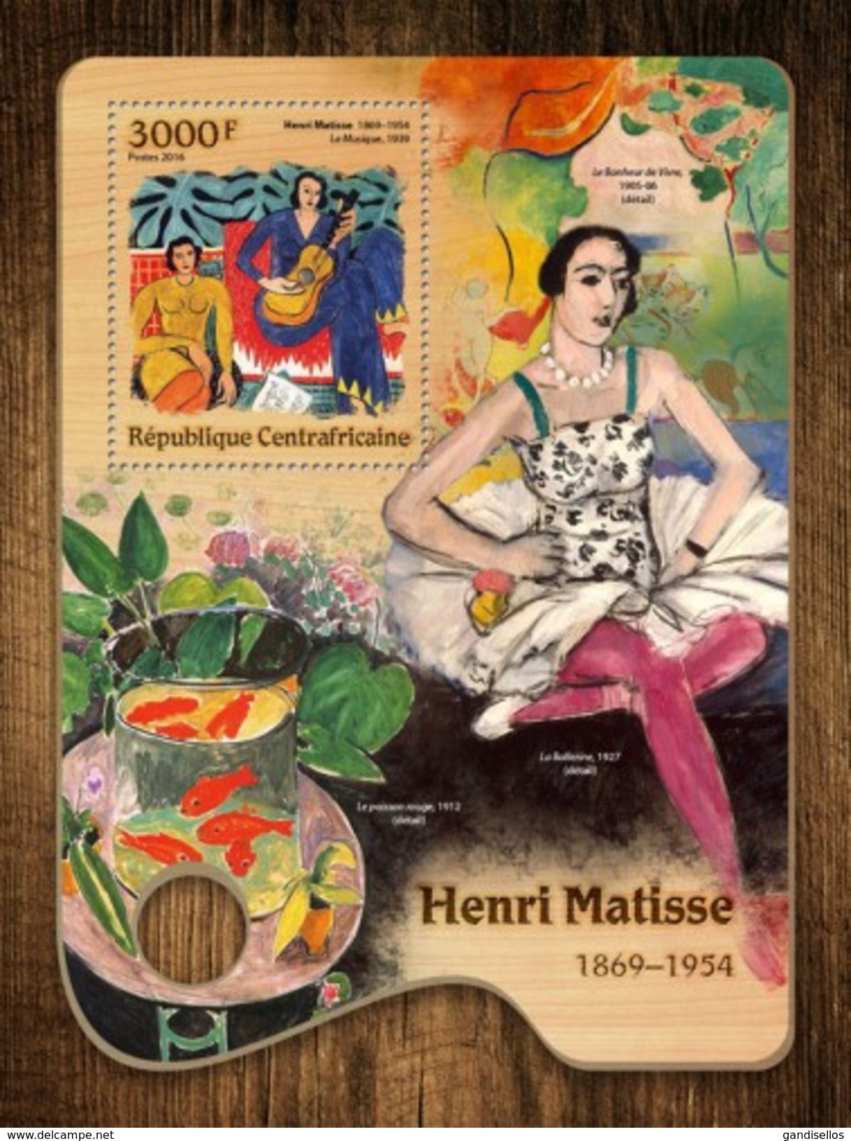 CENTRAFRICAINE 2016 SHEET HENRI MATISSE ART PAINTINGS Ca16705b - Centrafricaine (République)