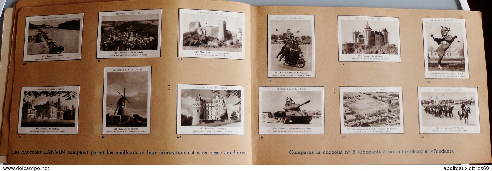 ALBUM PUB. CHOCOLATERIE LANVIN DIJON-CHATEAUX DE LA LOIRE-SERIE N°4-COMPLET-1957