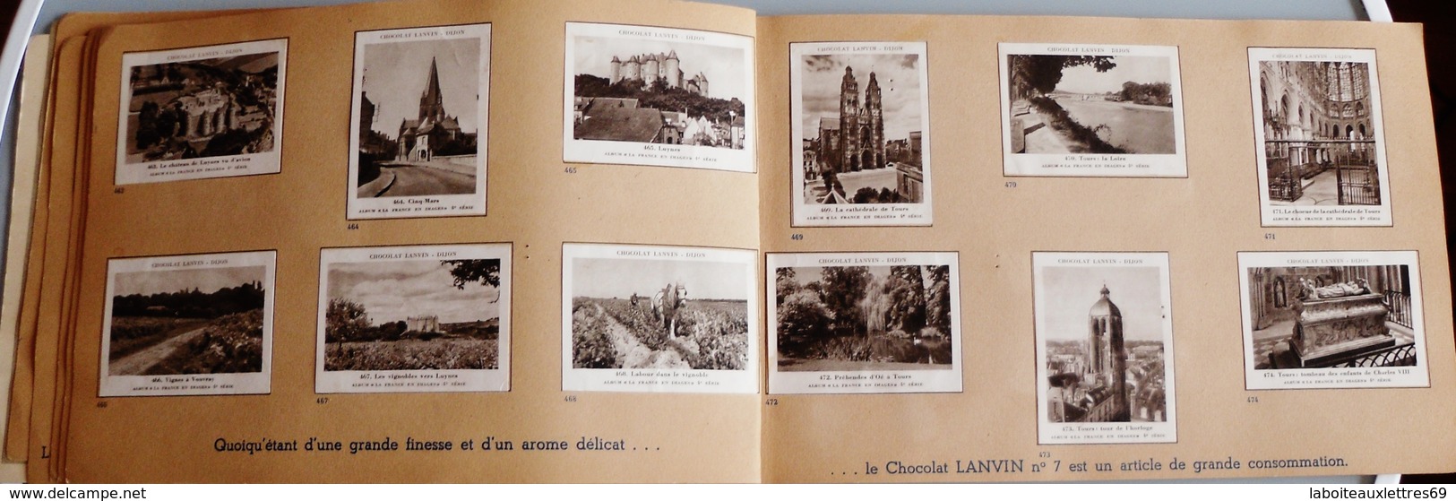 ALBUM PUB. CHOCOLATERIE LANVIN DIJON-CHATEAUX DE LA LOIRE-SERIE N°4-COMPLET-1957