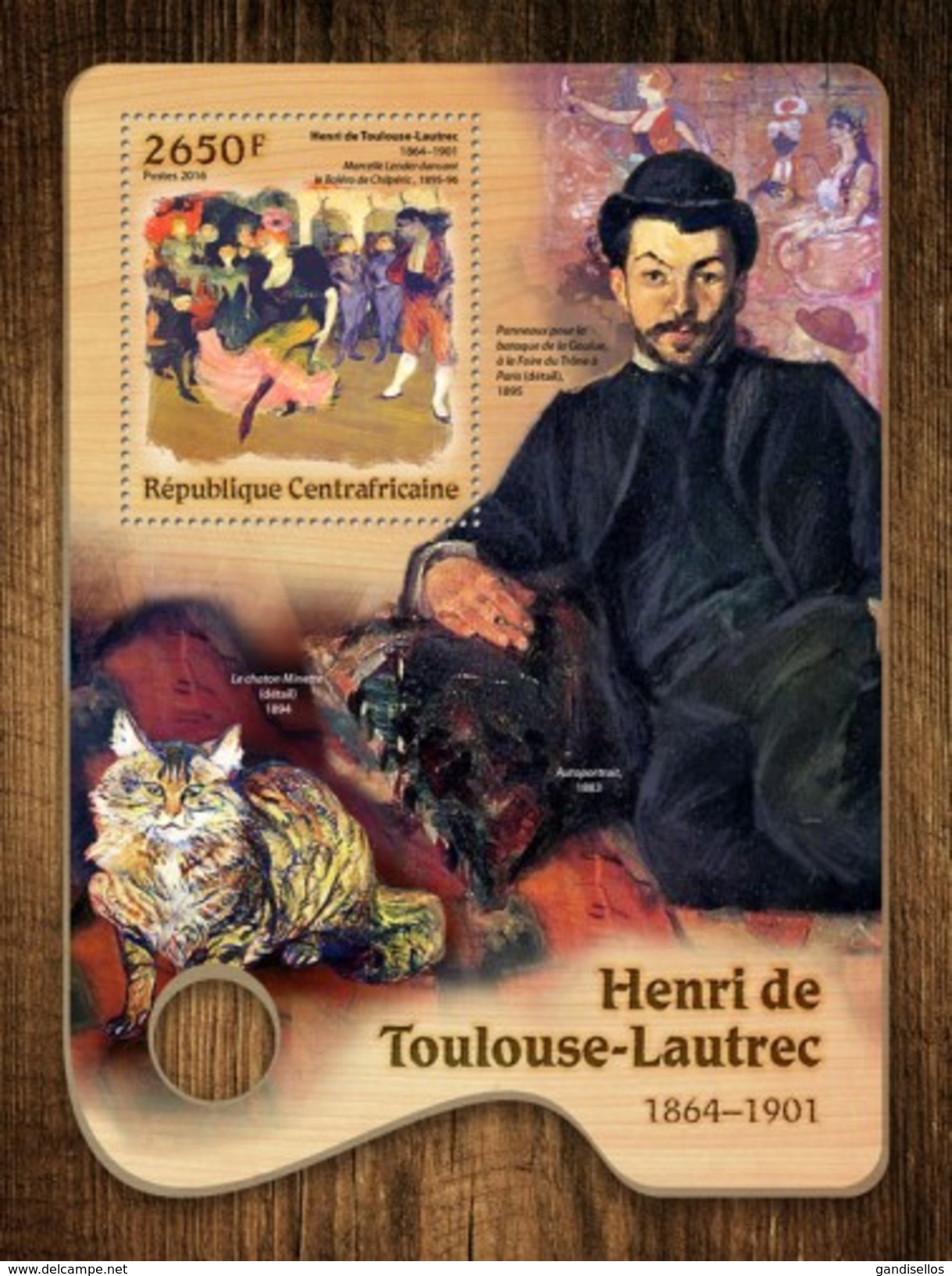 CENTRAFRICAINE 2016 SHEET TOULOUSE LAUTREC ART PAINTINGS Ca16708b - Centrafricaine (République)