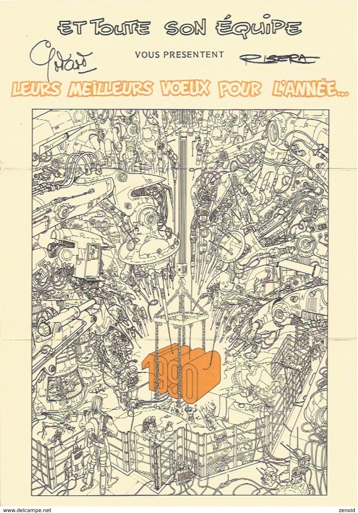 Carte De Voeux Editions Du Vaisseau D'Argent 1990 - Signée Par Godard Et Ribera - Ill. Ribera - Vagabond Des Limbes, Le