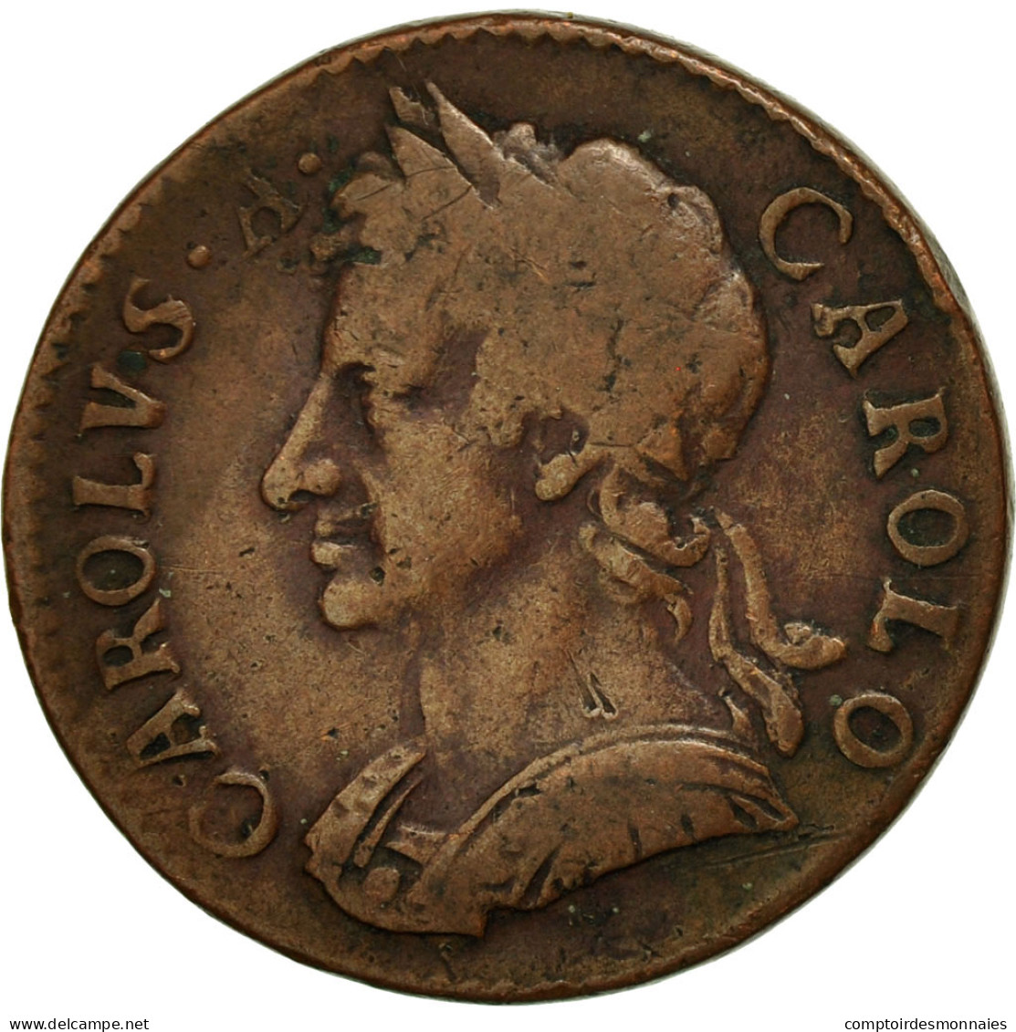 Monnaie, Grande-Bretagne, Charles II, Farthing, 1675, TB+, Cuivre, KM:436.1 - A. 1 Farthing