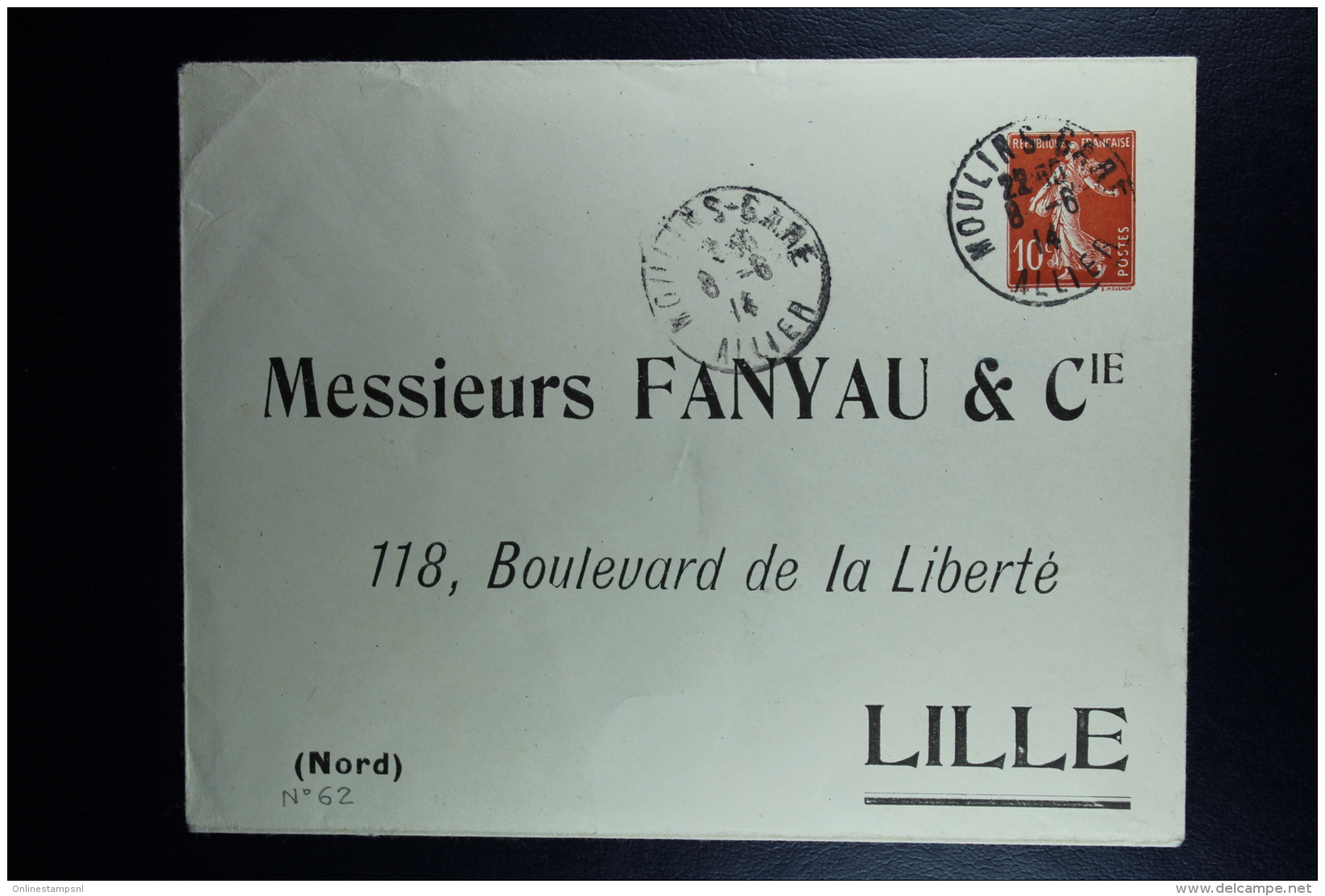 France: Enveloppe Semeuse  10 C  Type E 23 , 147 X 112 Mm Repiquage  Fanyau Lille - Enveloppes Types Et TSC (avant 1995)