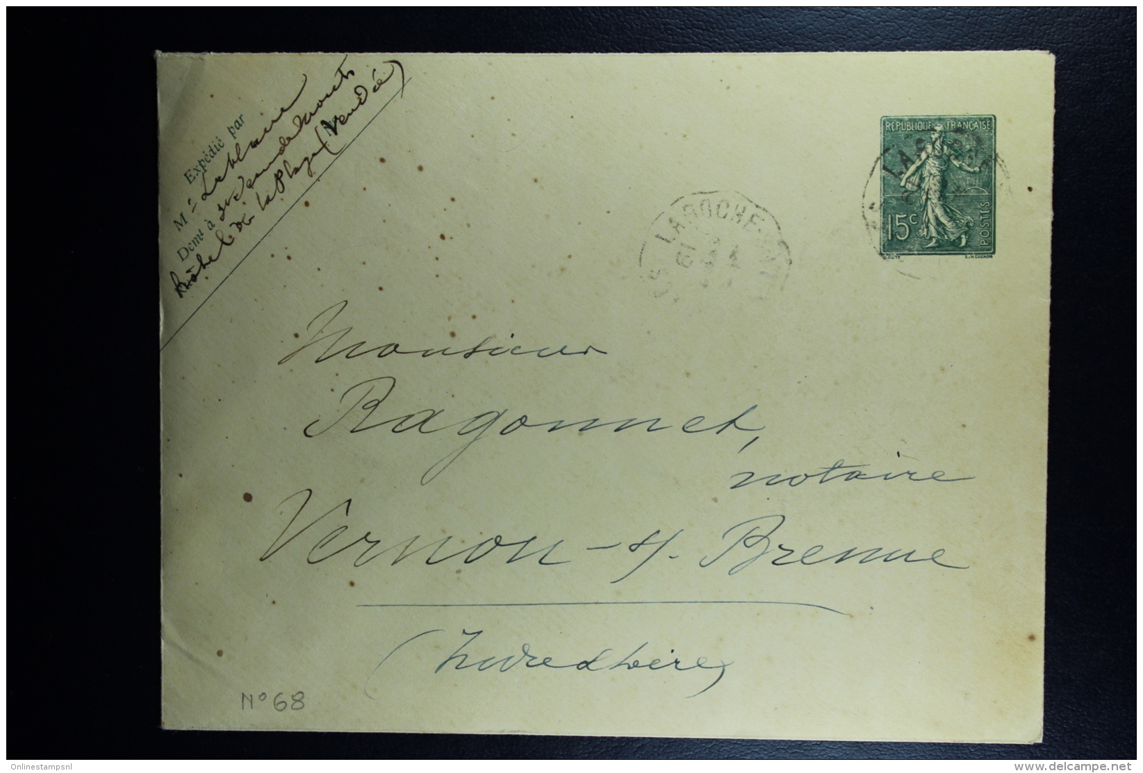 France: Enveloppe Semeuse  15 C  Type B18 , 147 X 112 Mm Date  842 - Standard Covers & Stamped On Demand (before 1995)