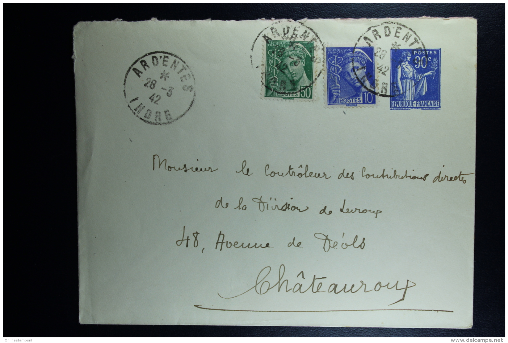 France: Enveloppe Paix  90 C  Type F3 , 147 X 112 Mm  Uprated  Used - Enveloppes Types Et TSC (avant 1995)