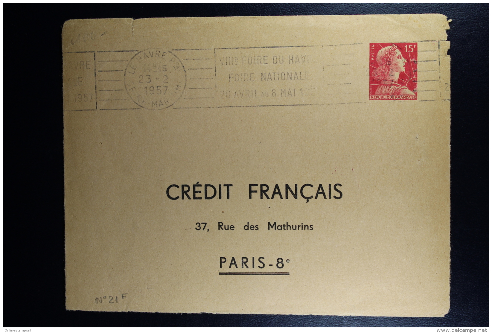 France: Enveloppe Muller  15 F   Type B5 C  Crédit Francais - Standard Covers & Stamped On Demand (before 1995)