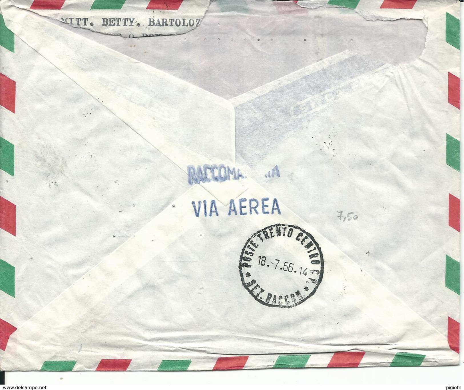 SOM030 - SOMALIA - LETTERA RACCOMANDATA  PER VIA AEREA - DA MOGADISCIO A TRENTO -  VIAGGIATA 17.07.1966 - Somalia (1960-...)