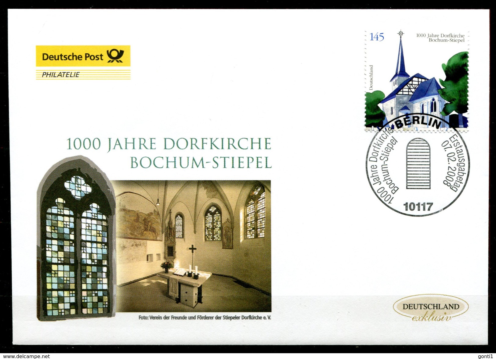 First Day Cover Germany 2008 Mi.Nr.2646 Ersttagsbrief"1000 Jahre Dorfkirche Bochum-Stiepel " 1 FDC - Chiese E Cattedrali