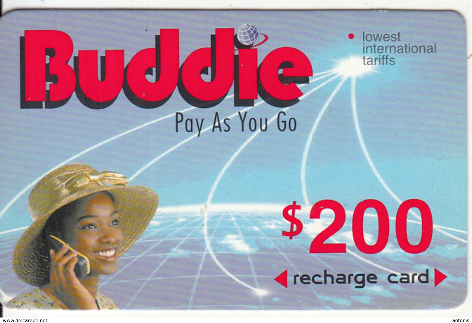 ZIMBABWE - Girl On Phone, Buddie Recharge Card $200(thick), Exp.date 01/01/03, Used - Zimbabwe