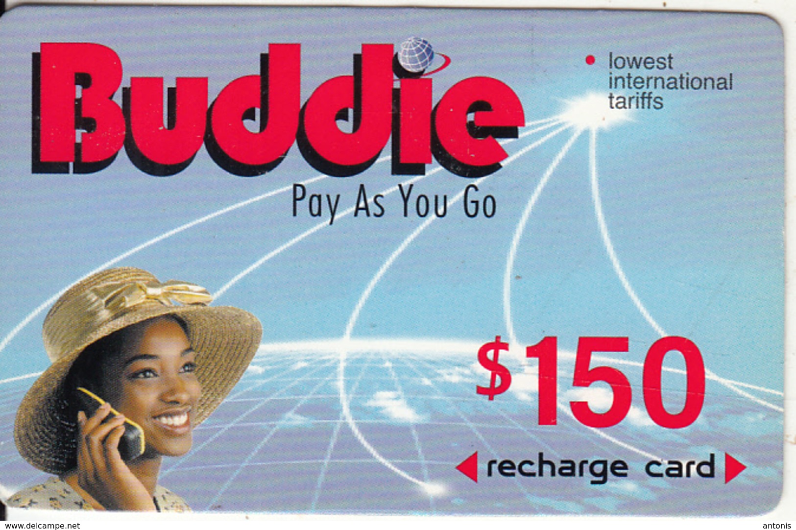 ZIMBABWE - Girl On Phone, Buddie Recharge Card $150(thick), Exp.date 01/03/00, Used - Zimbabwe