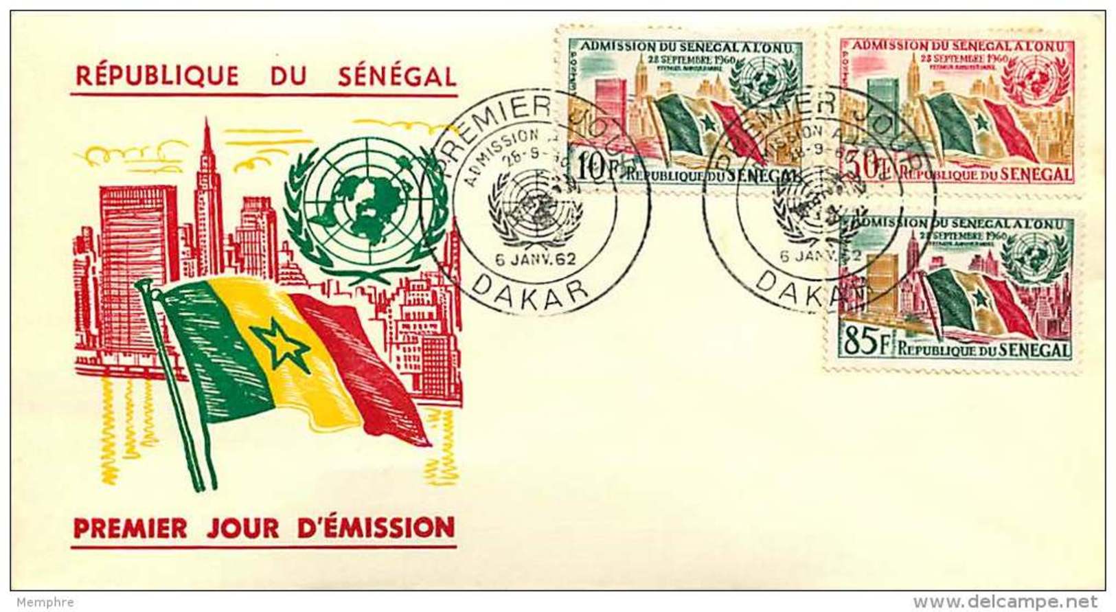 1962  Admission Du Sénégal à L'ONU FDC - Senegal (1960-...)