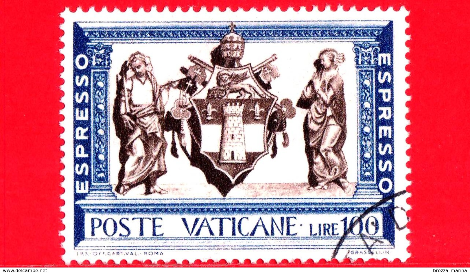 VATICANO - Usato - 1960 - Opere Di Misericordia - ESPRESSO - Stemma Di Giovanni XXIII E Figure - 100 L. - Priority Mail