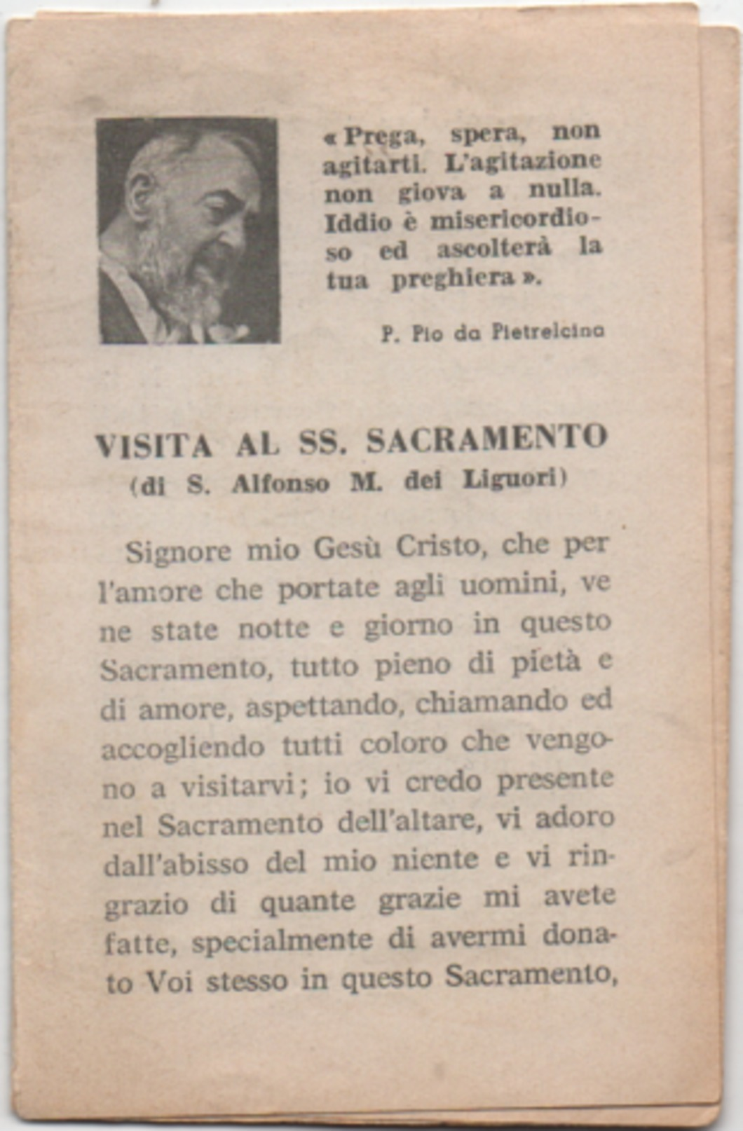 Santino Pieghevole In 6 Facciate Di Padre Pio Da Pietrelcina (Benevento) - Santini