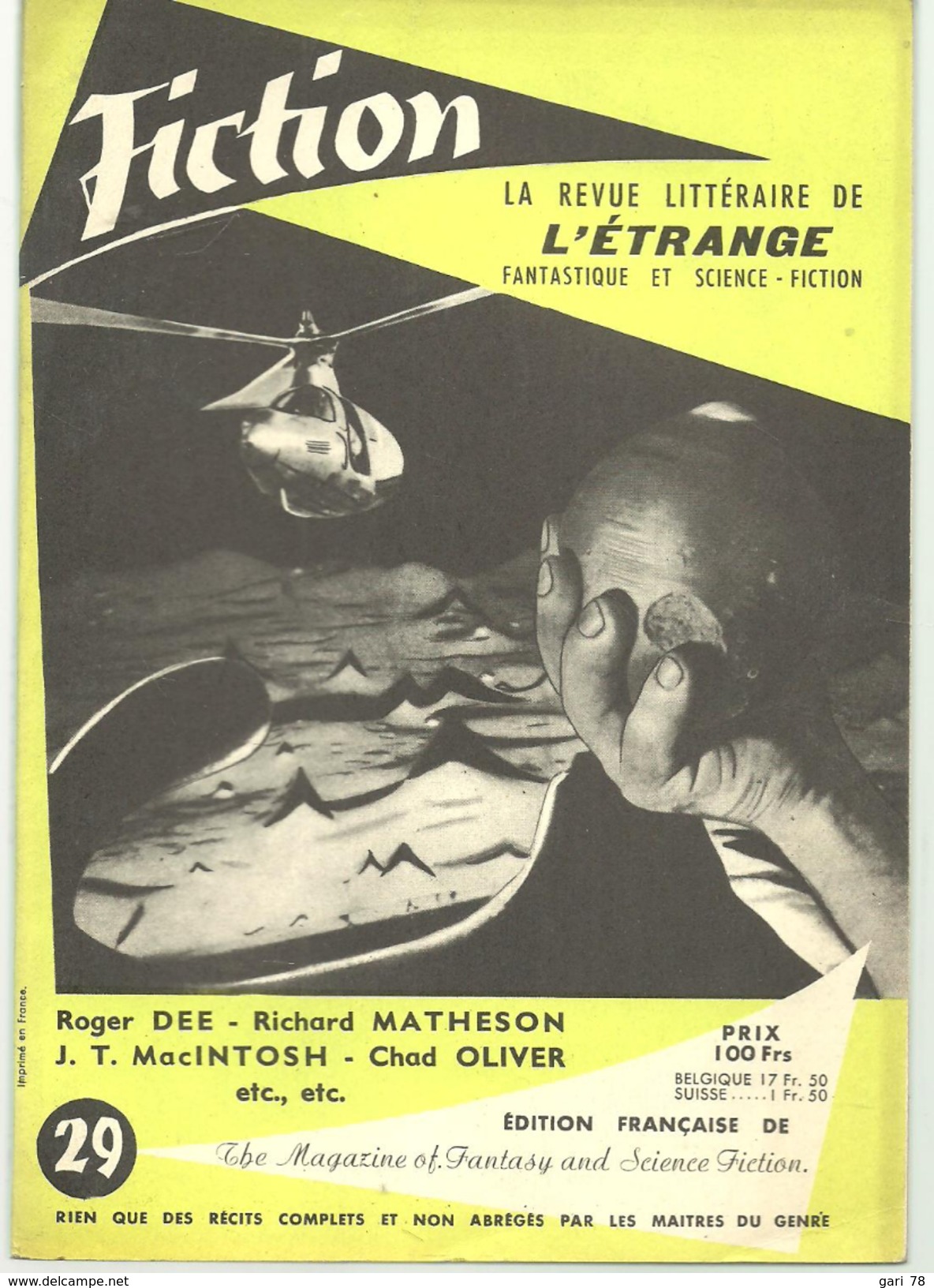 FICTION N° 29 Avril 1956 Revue Littéraire De L'étrange Fantastique Et Science Fiction -  Roger DEE, R MATHESON Etc - Other & Unclassified