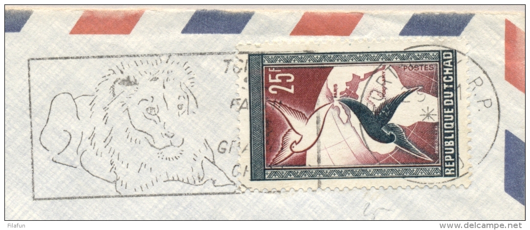 Tchad - 1959 - 25F Stamp On Cover With Lion-cancel To France - Tsjaad (1960-...)