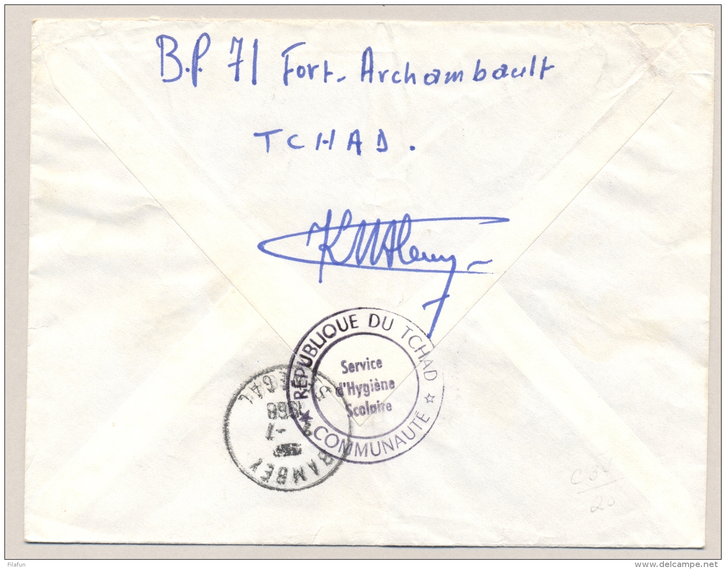 Tchad - 1968 - 30F Flying Boat  Stamp On Cover From Fort Archambault To Bambay / Senegal - Tsjaad (1960-...)