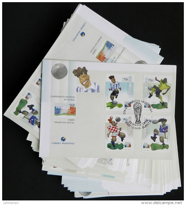 50 Official FDC Covers Of Argentina Commemorating The Football World Cup France 1998, All Of Excellent Quality,... - Andere & Zonder Classificatie