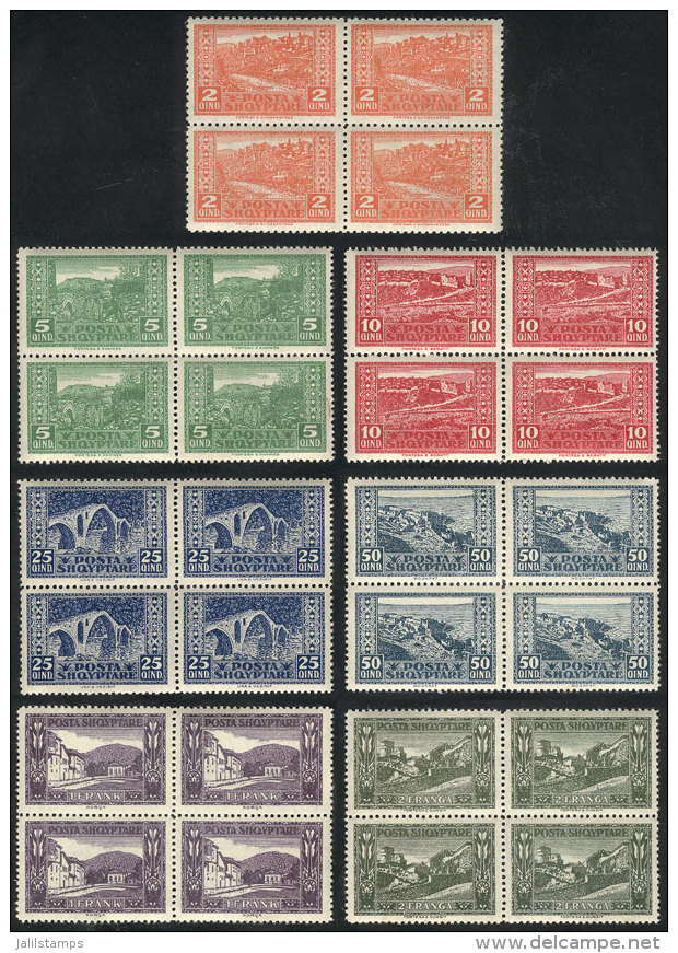 Sc.147/153, 1923 Complete Set Of 7 Values In MNH Blocks Of 4, Excellent Quality, Catalog Value US$53. - Albanien