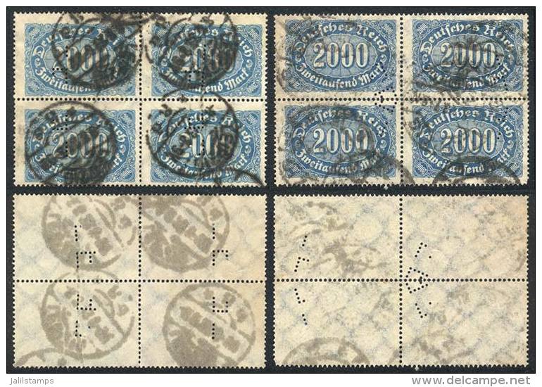 Michel 253a + 253b, Blocks Of 4 With Nice PERFINS, Fine Quality! - Autres & Non Classés