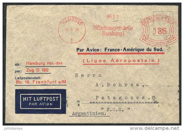 Airmail Cover With Meter Postage For 1.85Mk., Sent From Hamburg To Argentina On 13/MAR/1931 Via France... - Other & Unclassified