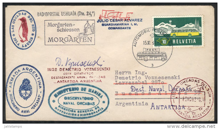 Cover Sent On 15/NO/1961 From SWITZERLAND To Buenos Aires (arrival Backstamp Of 13/DE/1961) And From There... - Autres & Non Classés