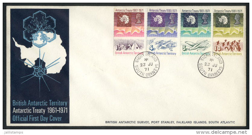 Sc.39/42, 1971 Antarctic Treaty 10 Years, Cmpl. Set Of 4 Values On FDC Covers With Cancel Of SIGNY ISLAND - SOUTH... - Autres & Non Classés