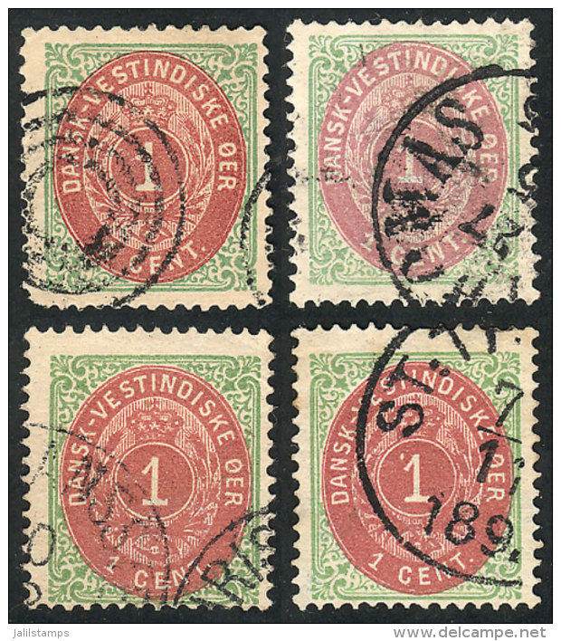 Sc.5 + 5e, 4 Used Examples, VF Quality! - Danemark (Antilles)