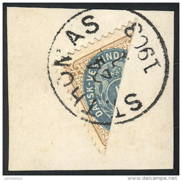 Sc.18a, 1896 4c. Diagonal Bisect Used As 2c., On Fragment, VF Quality - Danemark (Antilles)