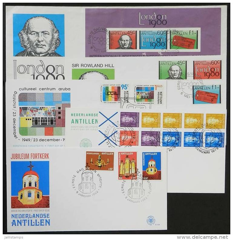 5 FDC Covers Of Years 1979/80, VF Quality, Very Thematic! - Curaçao, Antille Olandesi, Aruba