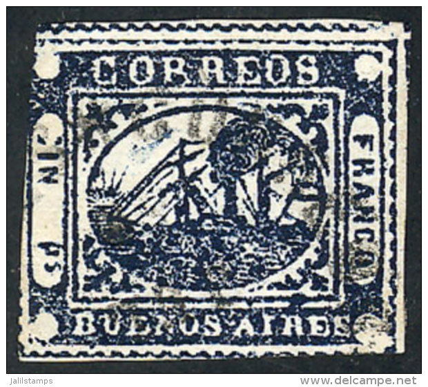 GJ.11, IN Ps. Blue, Nice Example With 3 Ample Margins! - Buenos Aires (1858-1864)