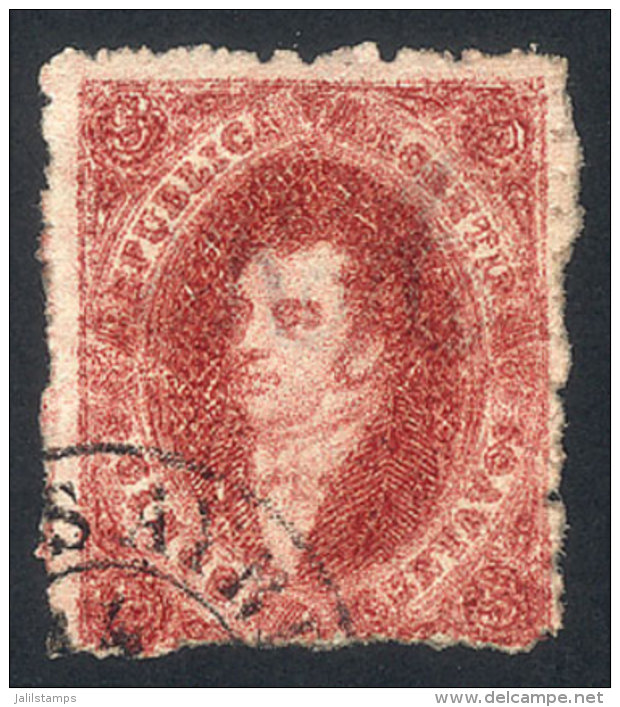 GJ.25n, CRACKED PLATE Variety, Position 40. Interesting Example With The Appeal Of A 5th Printing Copy, Rare! - Usati