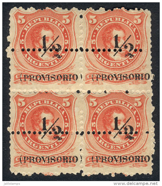 GJ.58, Surcharge With Large P, BLOCK OF 4 Of Excellent Quality, GJ Catalog Value US$150. - Altri & Non Classificati