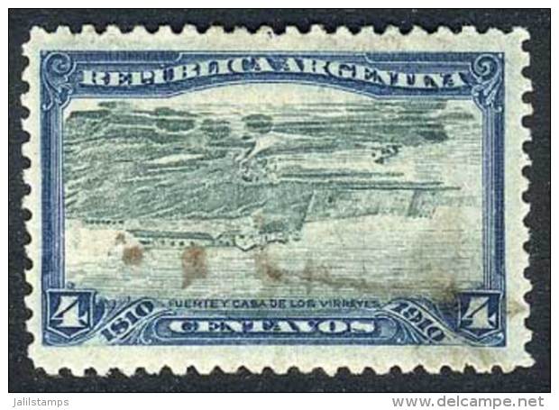 GJ.304CI, 1910 4c. Centenary Of Revolution, CENTER INVERTED Variety, With Defects And Repaired, Rare, Catalog Value... - Autres & Non Classés