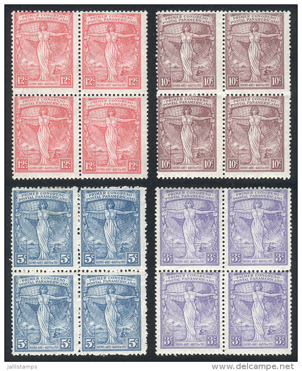 GJ.529/32 (Sc.286/9), 1921 First Panamerican Postal Congress, Compl. Set Of 4 Values In Blocks Of 4, VF Quality,... - Autres & Non Classés