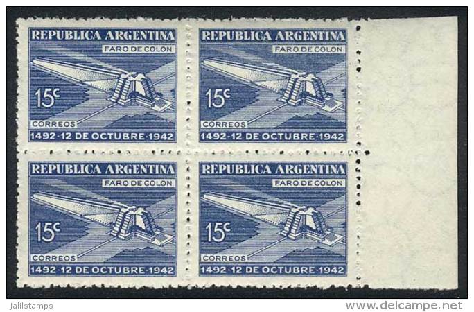 GJ.867, 1942 Discovery Of America 450th Anniversary, Never Hinged Block Of 4, Superb, Catalog Value US$280. - Altri & Non Classificati