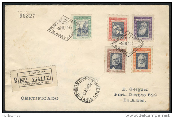 GJ.906/10 (Sc.B1/B5), 1944 Postal Welfare, Compl. Set Of 5 Values On A Cover Used In B.Aires, With FDI Cancel, VF! - Altri & Non Classificati