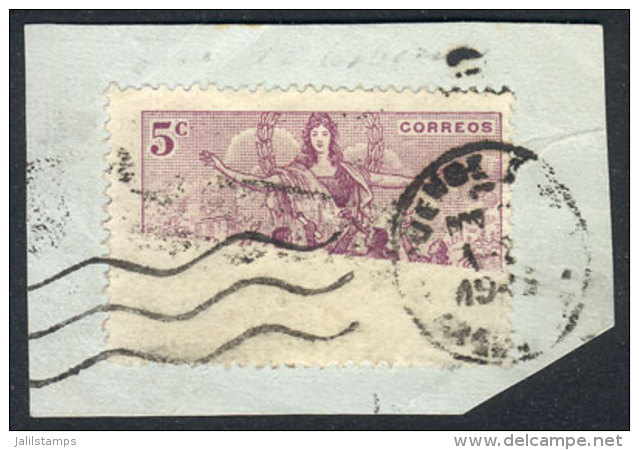 GJ.935 (Sc.553), On Fragment, Lower Part Of The Stamp Unprinted, Striking! - Autres & Non Classés