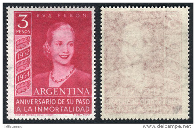 GJ.1031 (Sc.627), 1954 Eva Per&oacute;n With Watermark Sun W/straight Rays, Mint Never Hinged, Superb, Catalog... - Autres & Non Classés