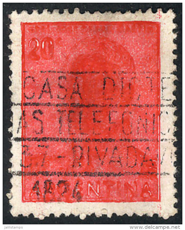 GJ.1034b, 20c. San Mart&iacute;n With An OVERINKED IMPRESSION, Spectacular And Very Rare In Used! - Autres & Non Classés
