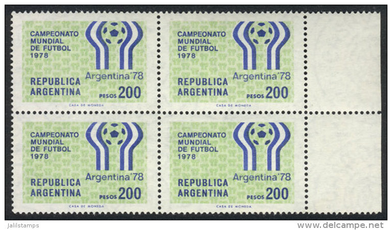 GJ.1788N (Sc.1179a), 1978 Football World Cup, Block Of 4 With Watermark Casa De Moneda, Superb, Catalog Value... - Altri & Non Classificati